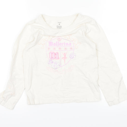 Carter's Girls White   Basic T-Shirt Size 6 Years
