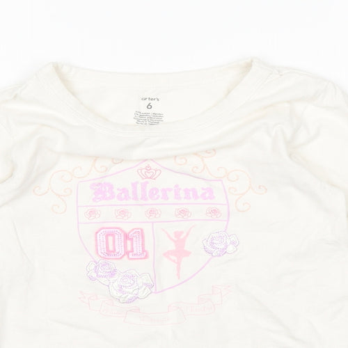 Carter's Girls White   Basic T-Shirt Size 6 Years