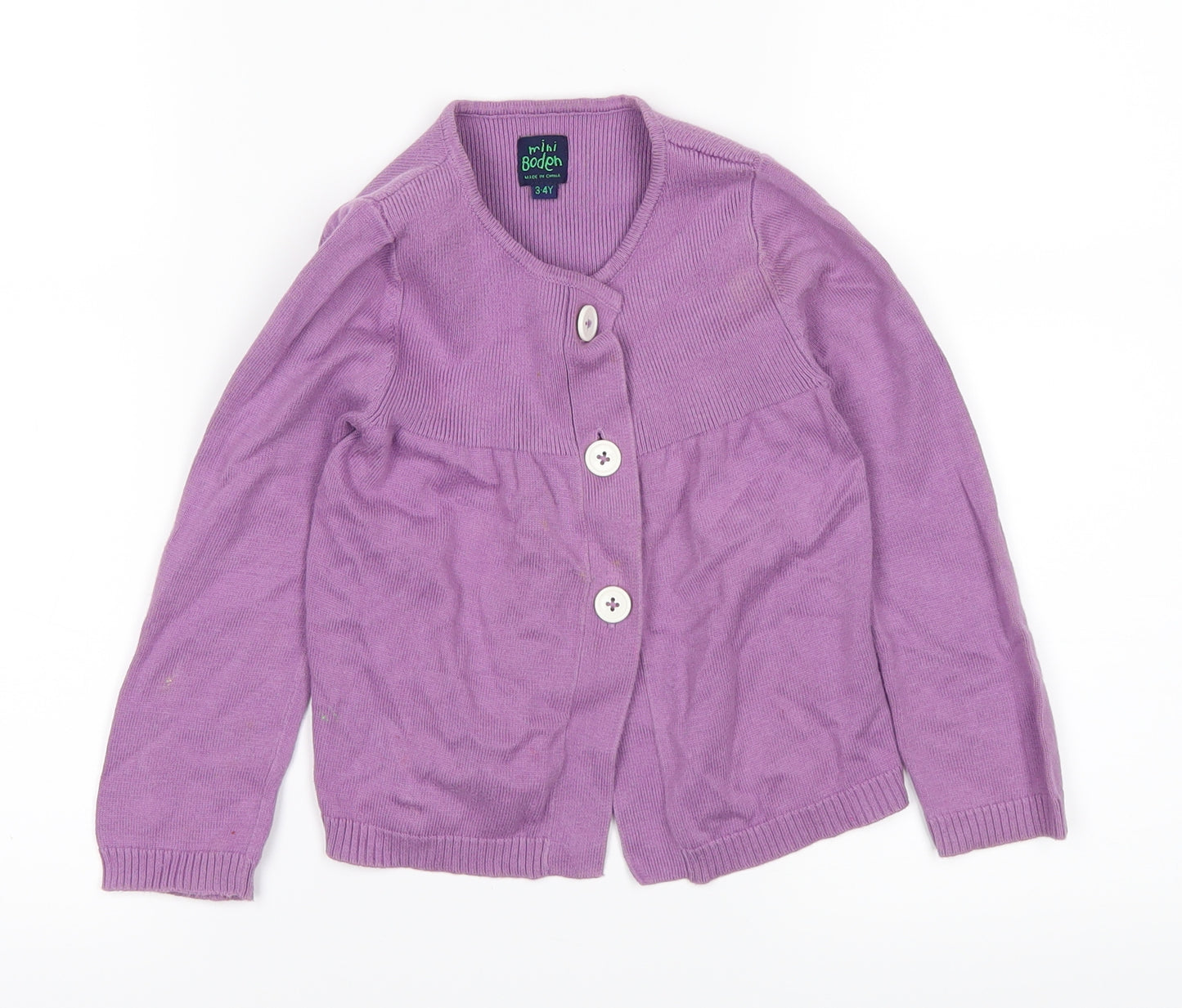Mini Boden Girls Purple   Cardigan Jumper Size 3-4 Years