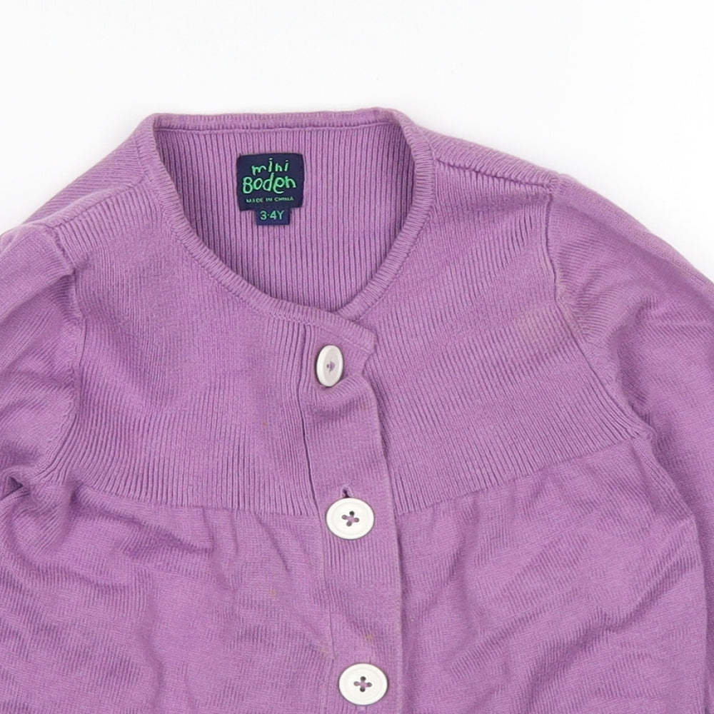 Mini Boden Girls Purple   Cardigan Jumper Size 3-4 Years