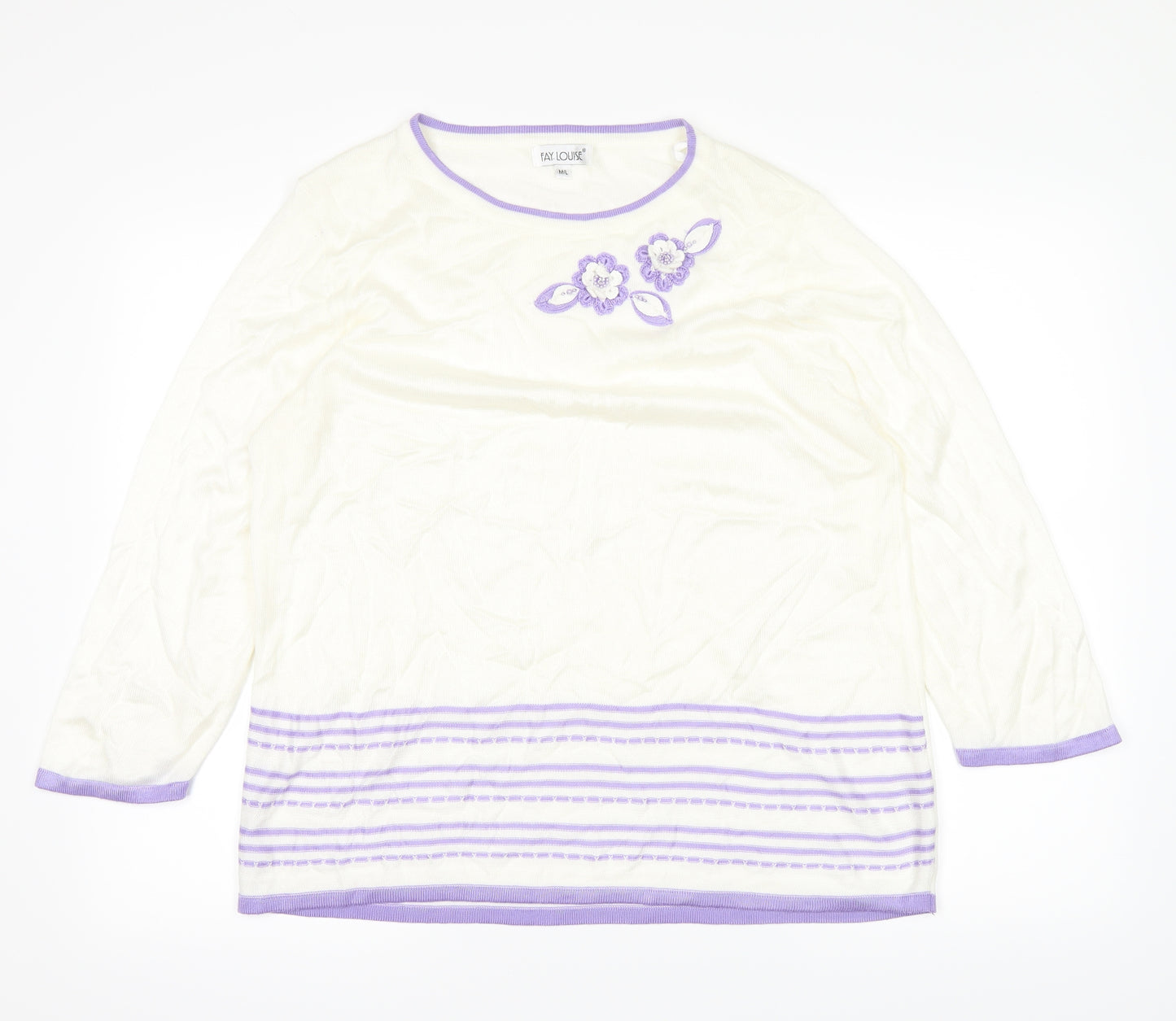 Fay Louise Womens White   Cardigan Jumper Size M