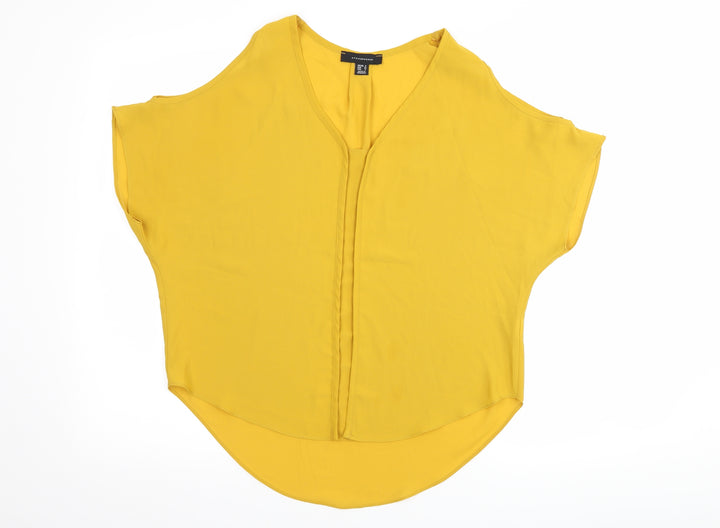 Atmosphere Womens Yellow Basic T-Shirt Size 6 - Cut Out Shoulder