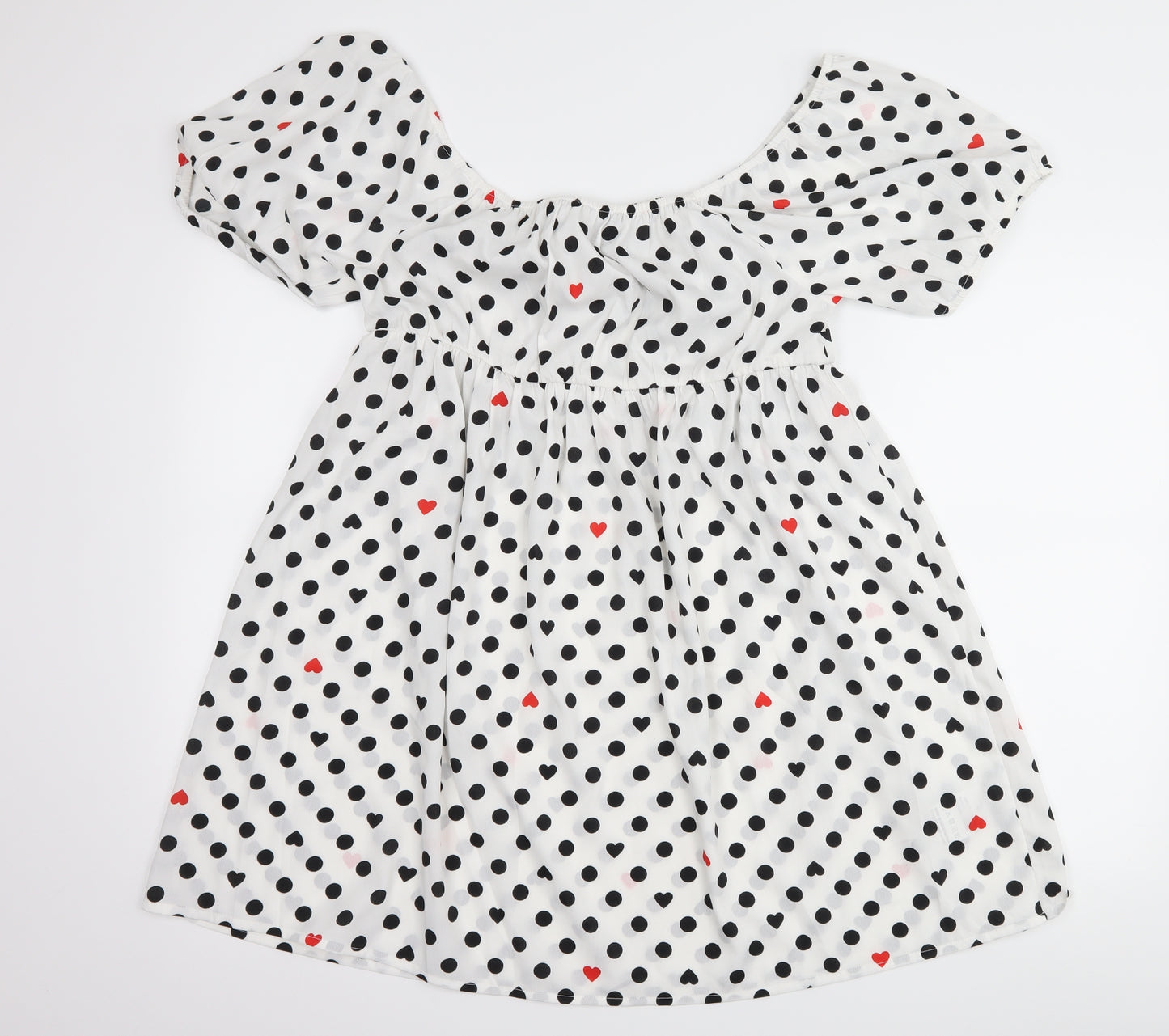 Wednesday's girl Womens White Polka Dot  Shift  Size L