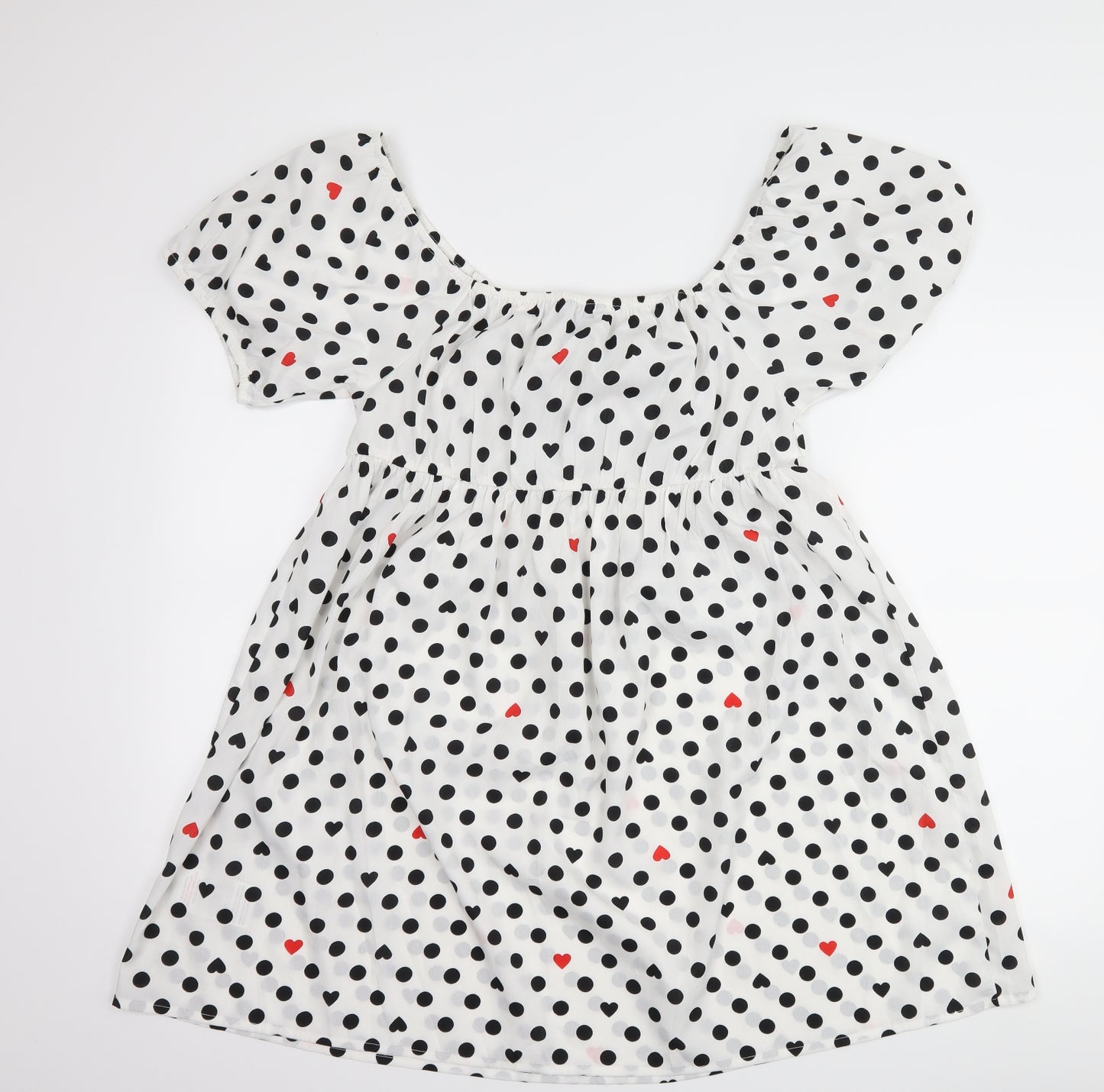 Wednesday's girl Womens White Polka Dot  Shift  Size L
