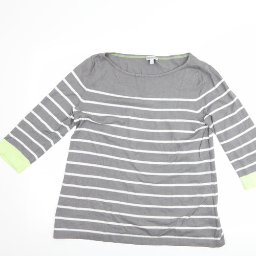 Street One Womens Grey Striped  Basic T-Shirt Size 12