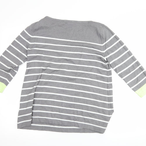 Street One Womens Grey Striped  Basic T-Shirt Size 12