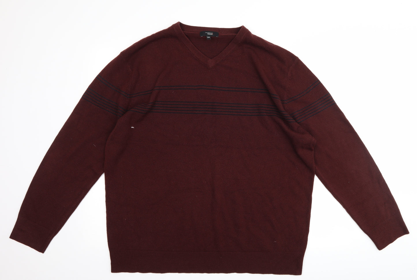 Thomas Nash Mens Brown Striped  Pullover Jumper Size 2XL