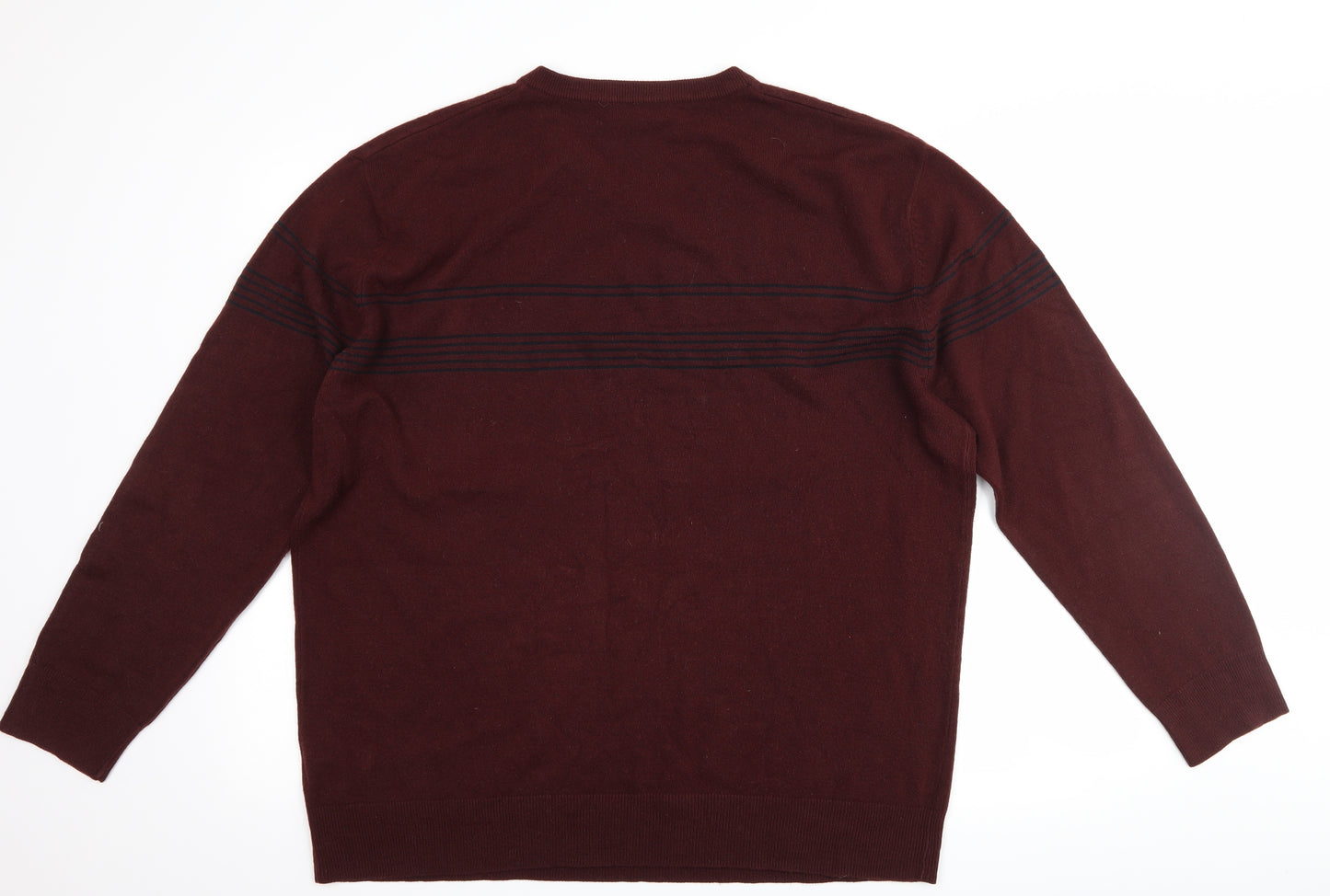 Thomas Nash Mens Brown Striped  Pullover Jumper Size 2XL