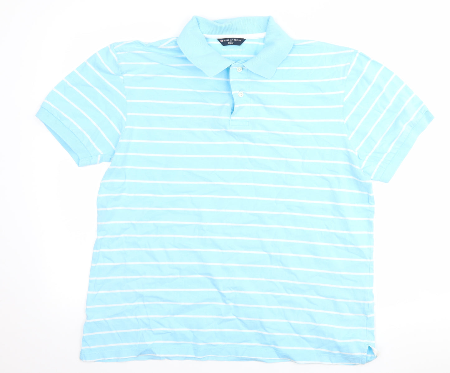 Marks and Spencer Mens Blue Striped   Polo Size L