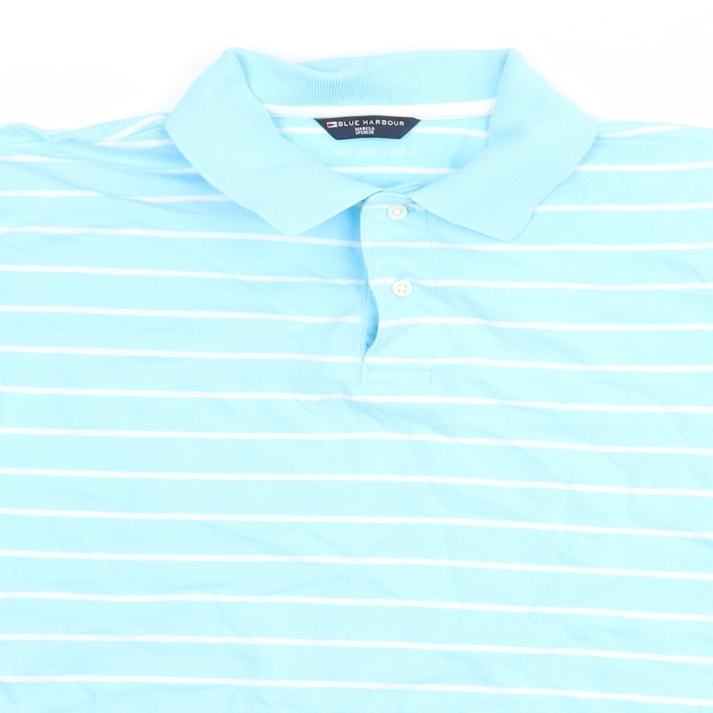 Marks and Spencer Mens Blue Striped   Polo Size L