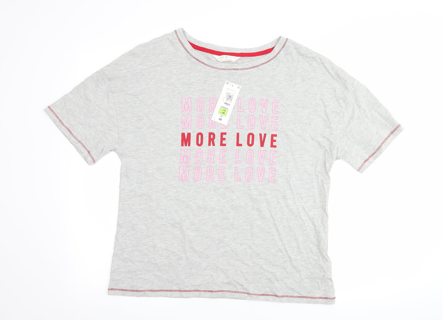 Marks and Spencer Womens Grey   Top Pyjama Top Size 12  - slogan