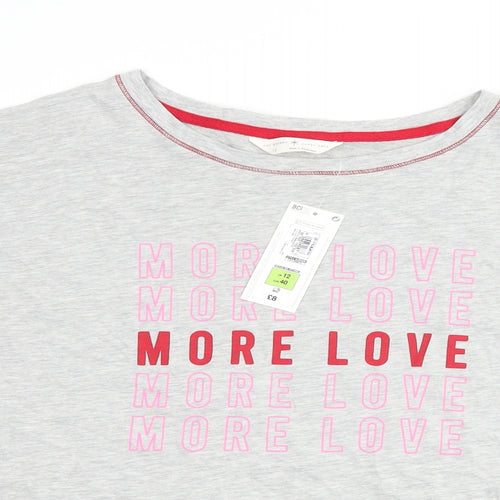 Marks and Spencer Womens Grey   Top Pyjama Top Size 12  - slogan