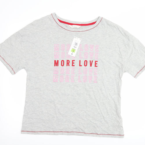 Marks and Spencer Womens Grey   Top Pyjama Top Size 12  - slogan