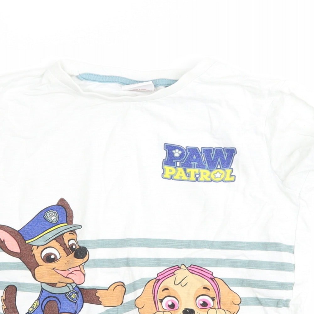 NEXT Boys White Striped  Basic T-Shirt Size 6-7 Years  - Paw Patrol