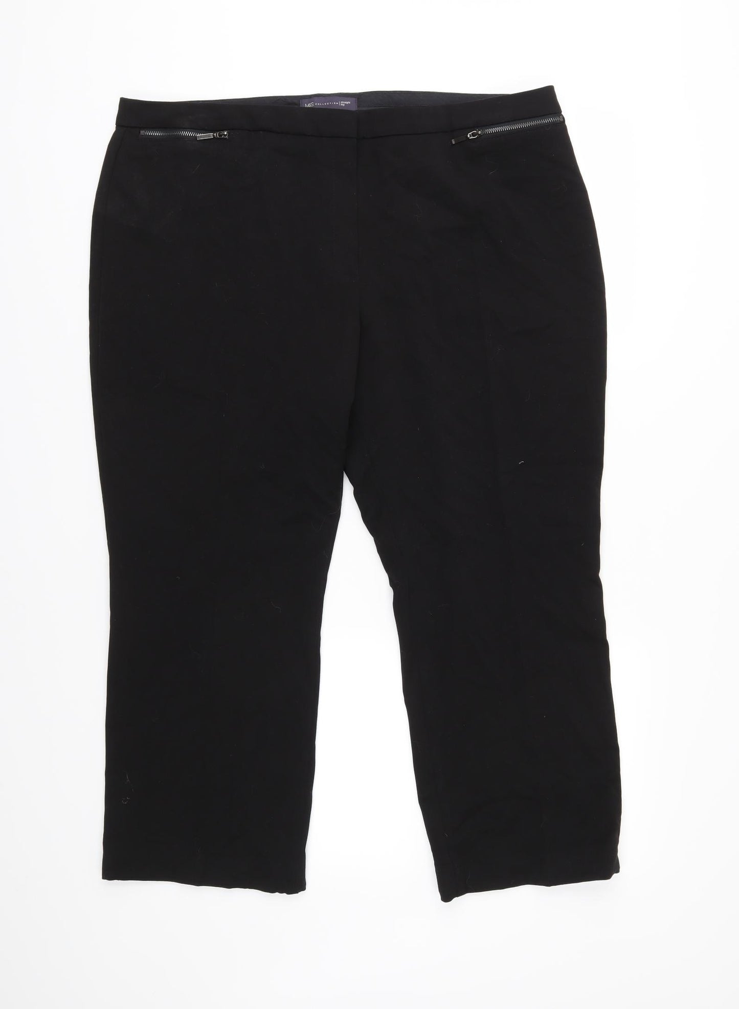 M&S Womens Black   Cropped Trousers Size 18 L25 in