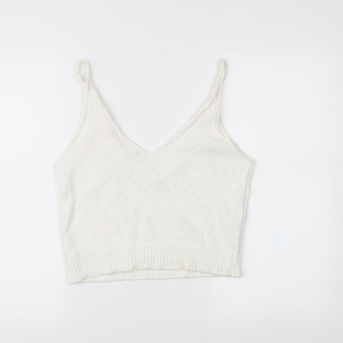 Zara Knit Womens White   Cropped T-Shirt Size S