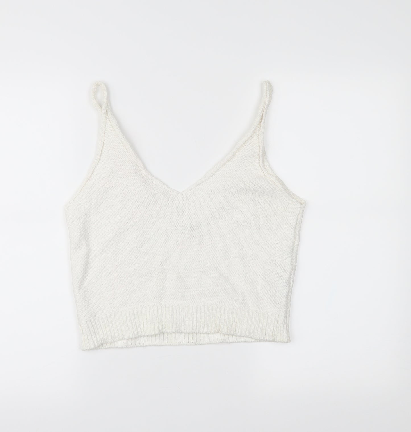 Zara Knit Womens White   Cropped T-Shirt Size S