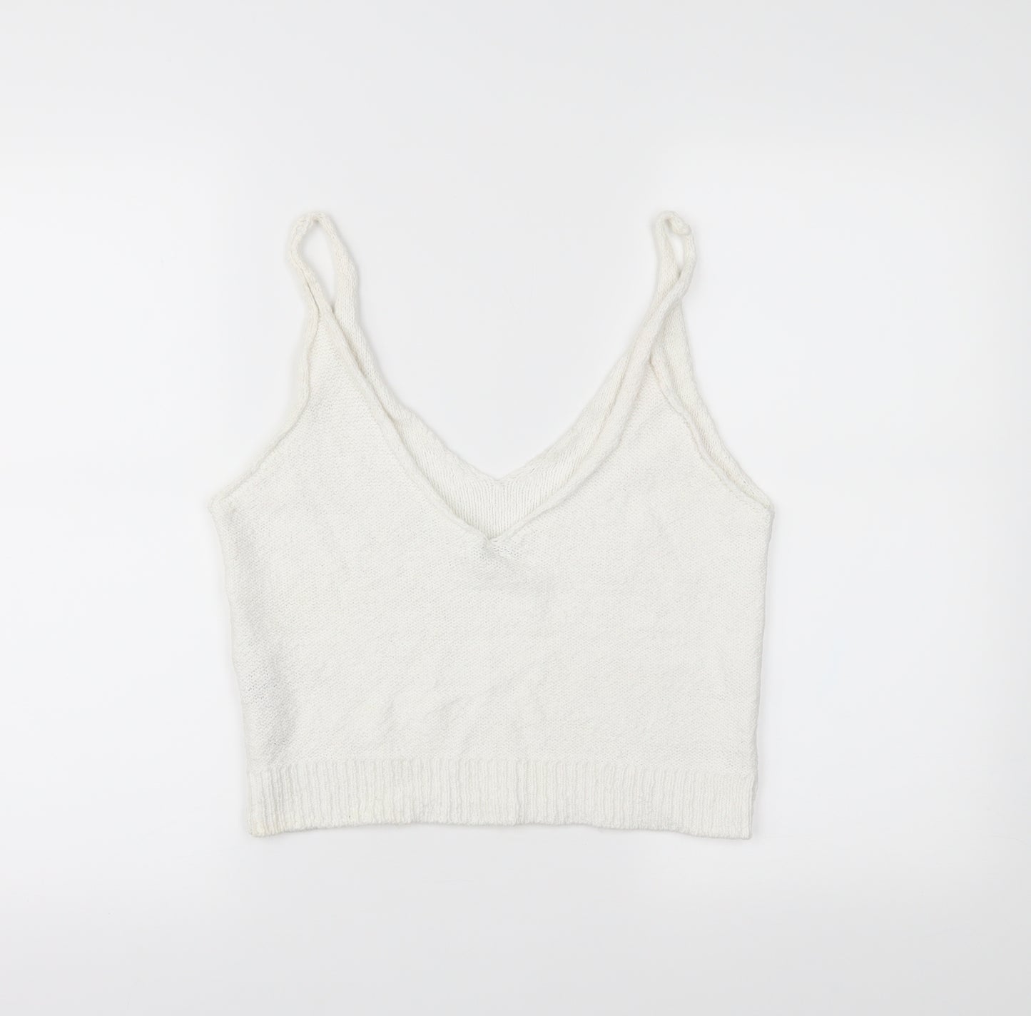 Zara Knit Womens White   Cropped T-Shirt Size S