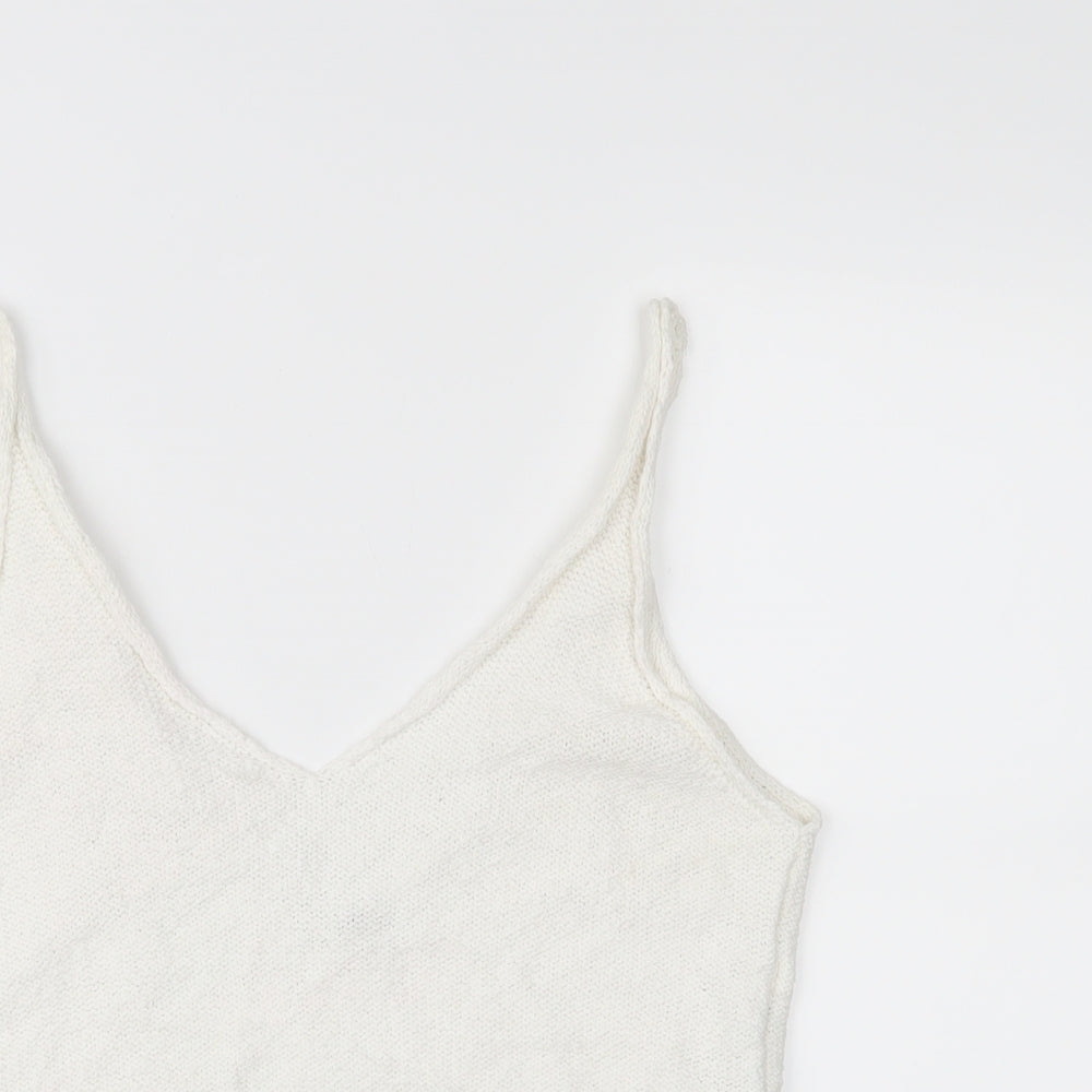 Zara Knit Womens White   Cropped T-Shirt Size S
