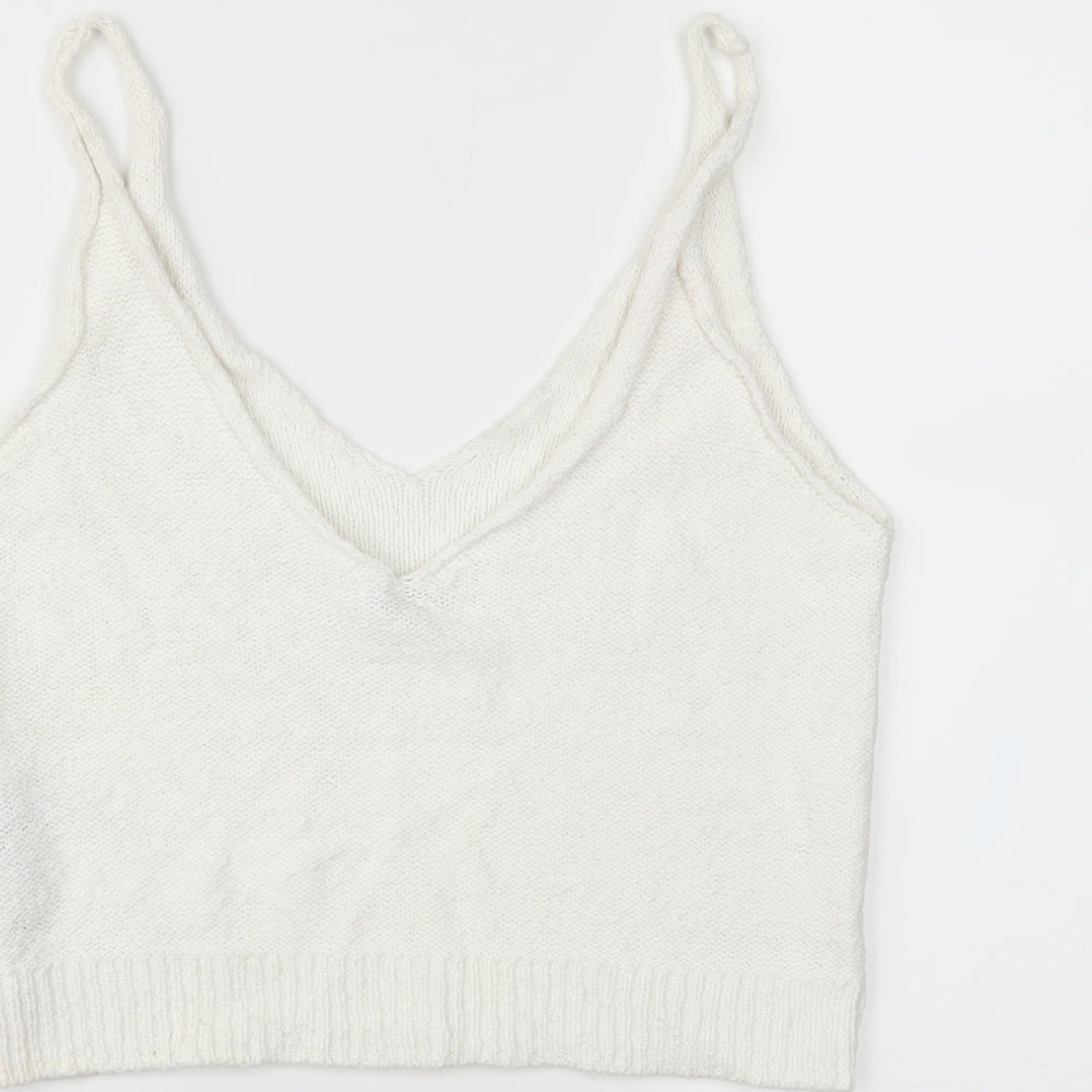 Zara Knit Womens White   Cropped T-Shirt Size S