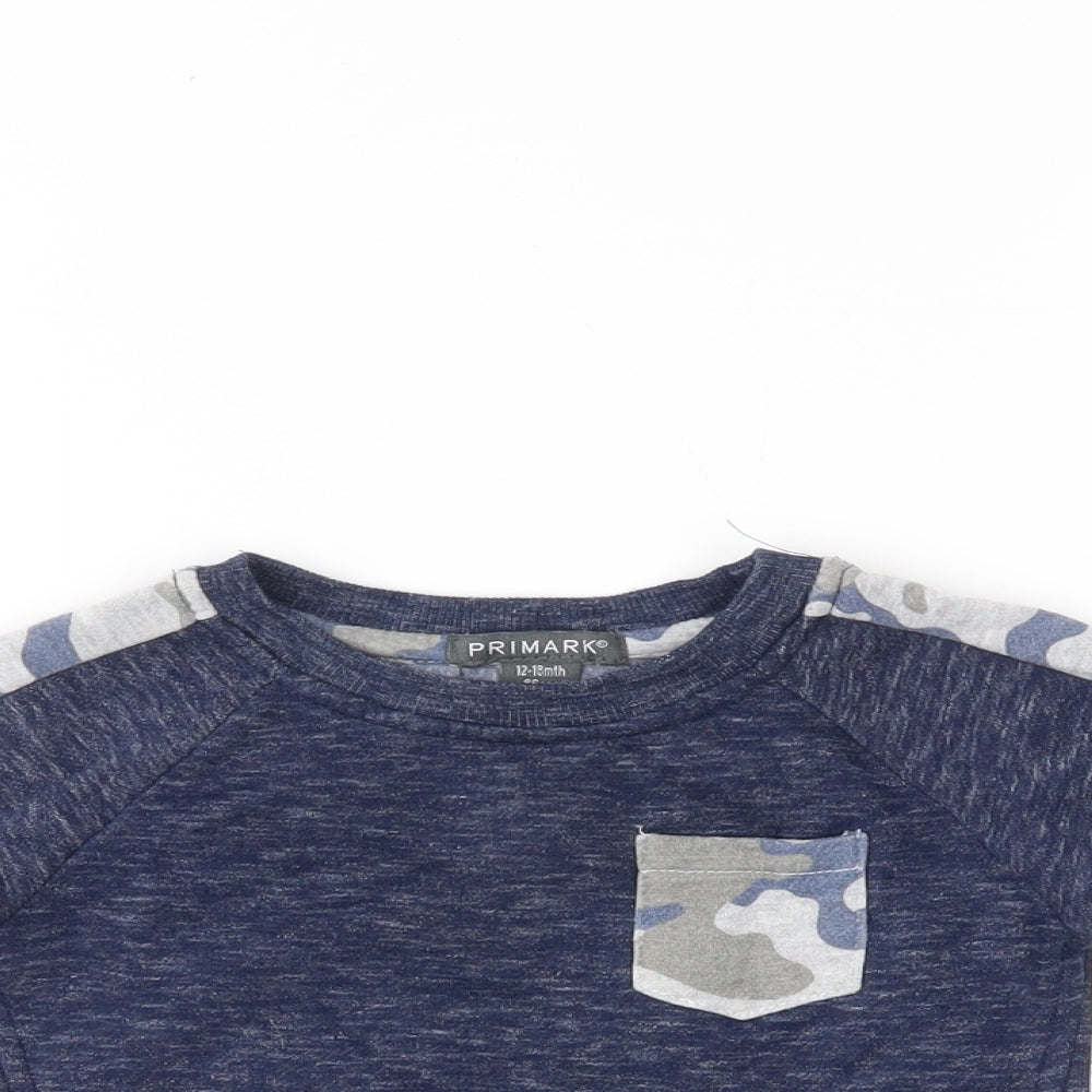 Primark Boys Black Camouflage  Pullover Jumper Size 12-18 Months