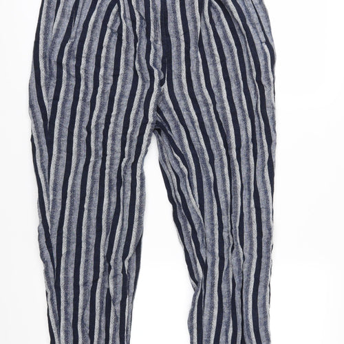 M&S Womens Blue Striped  Trousers  Size 10 L27 in