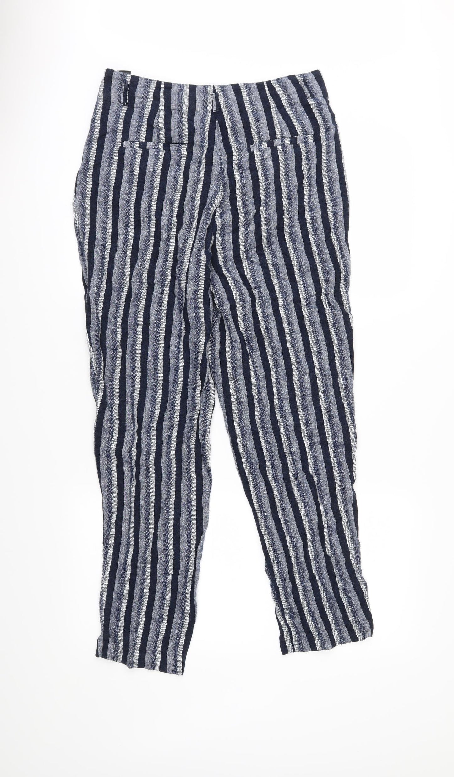 M&S Womens Blue Striped  Trousers  Size 10 L27 in