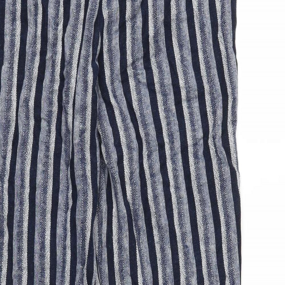 M&S Womens Blue Striped  Trousers  Size 10 L27 in
