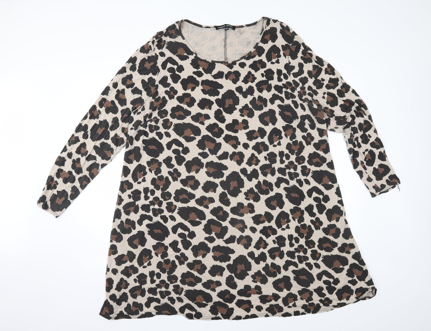 CAPSULE Womens Beige Animal Print  Basic T-Shirt Size 24