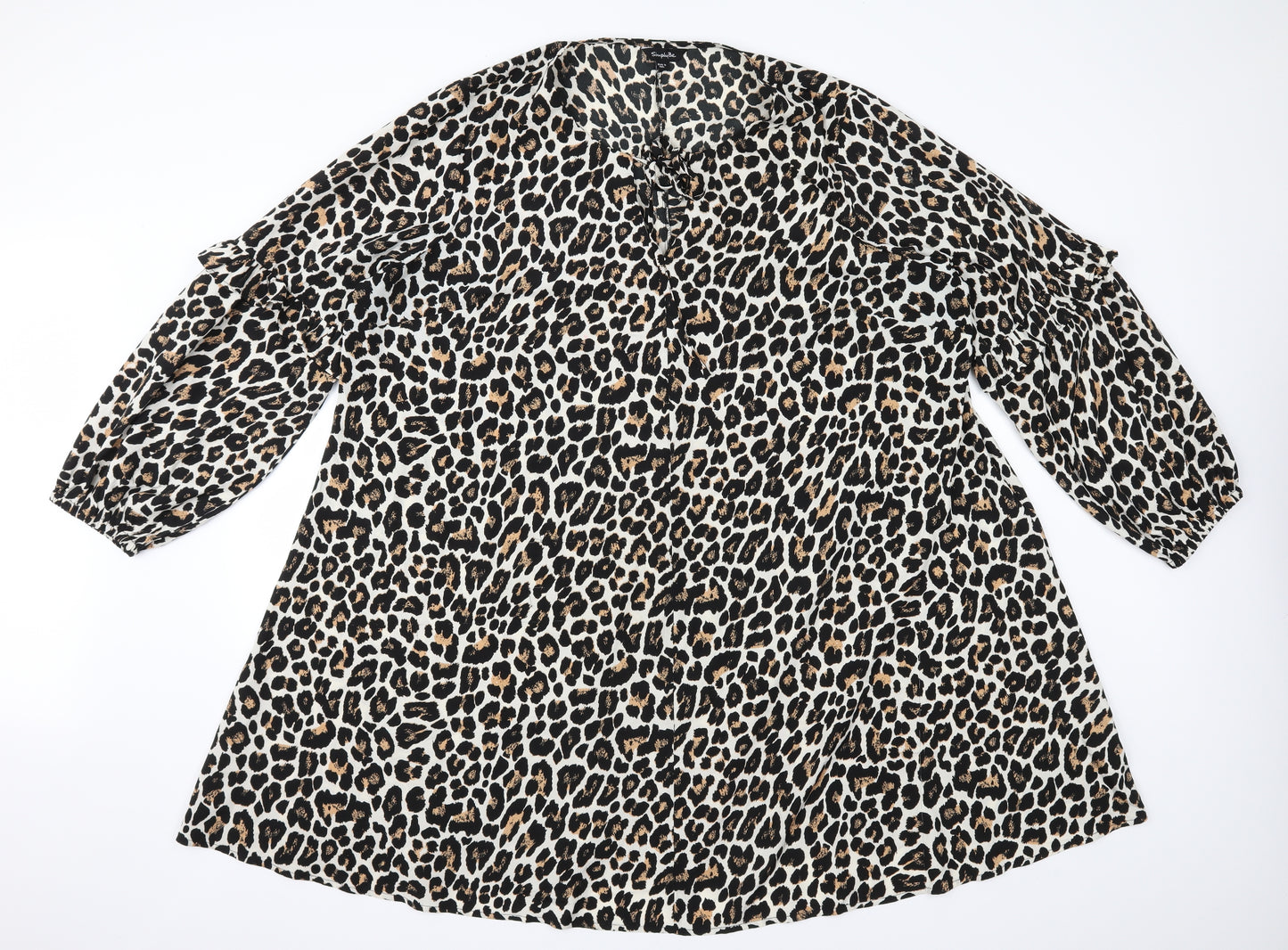 Simply Be Womens Beige Animal Print  A-Line  Size 26