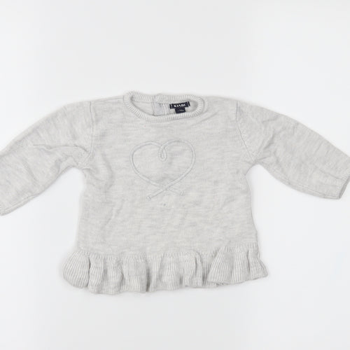 Kiabi Girls Grey   Pullover Jumper Size 6-9 Months