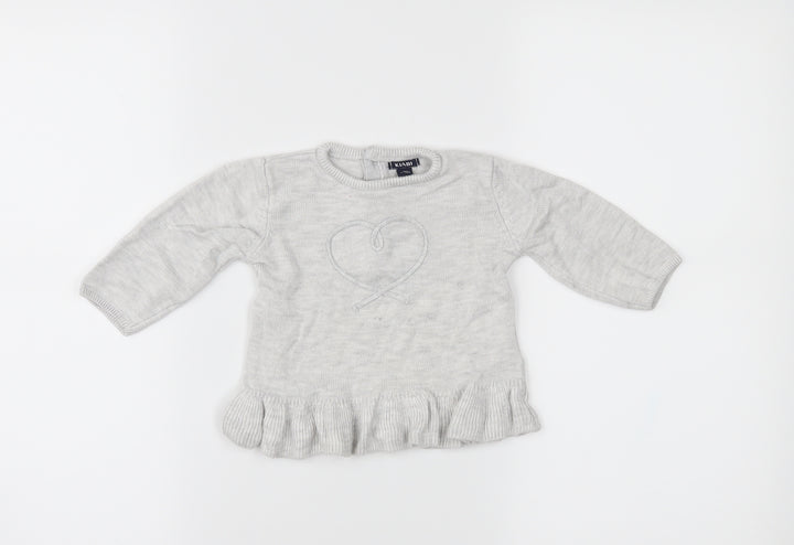 Kiabi Girls Grey Pullover Jumper Size 6-9 Months