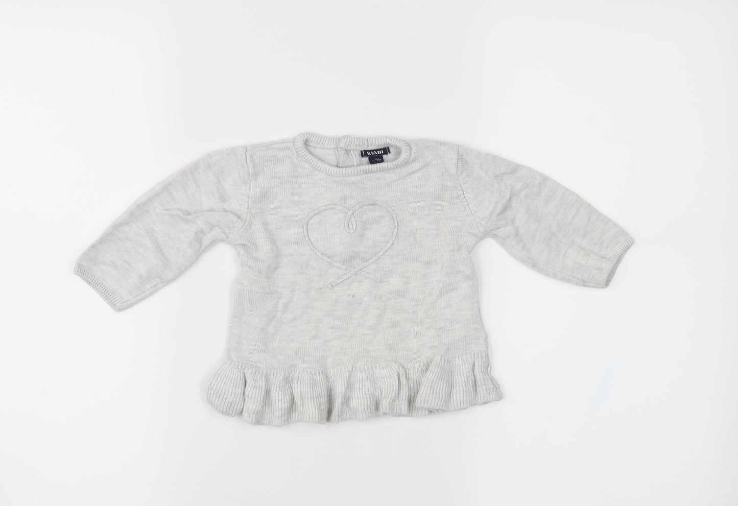 Kiabi Girls Grey   Pullover Jumper Size 6-9 Months