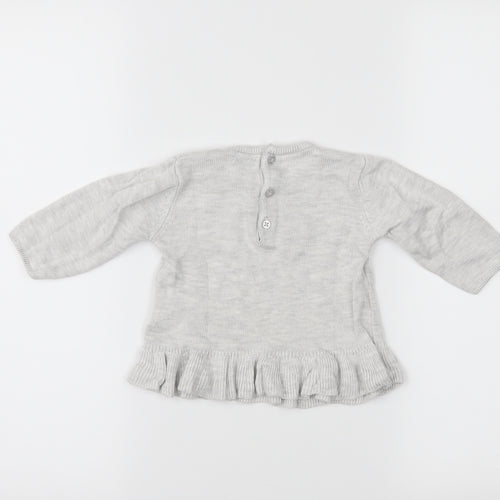 Kiabi Girls Grey   Pullover Jumper Size 6-9 Months