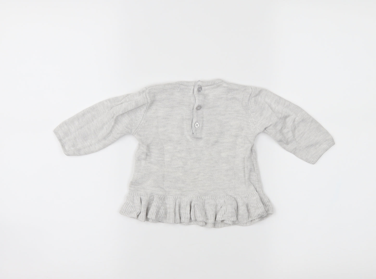 Kiabi Girls Grey   Pullover Jumper Size 6-9 Months