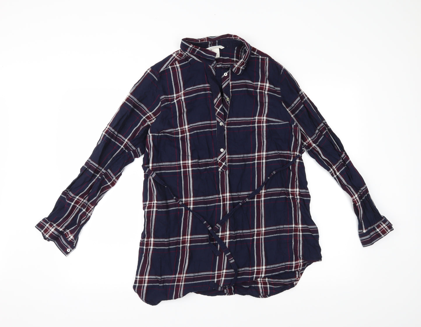 H&M Womens Black Check  Basic Button-Up Size S