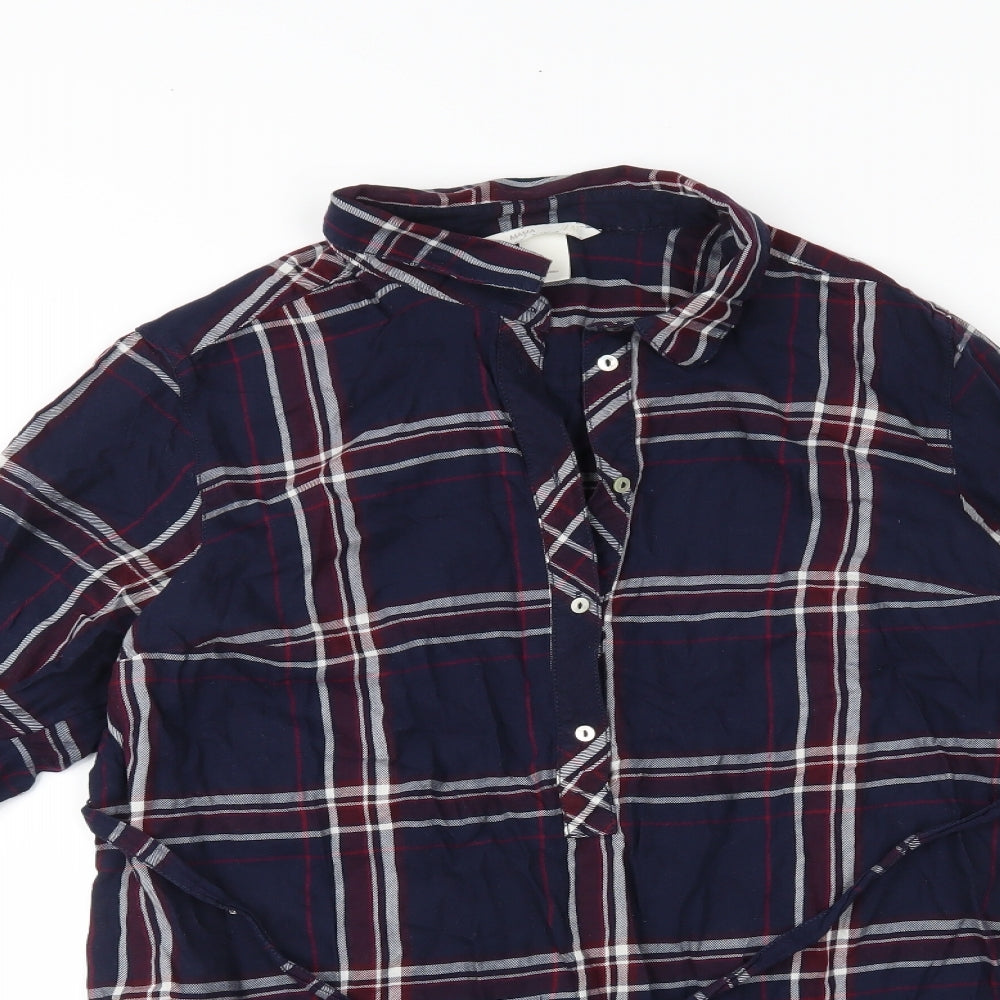 H&M Womens Black Check  Basic Button-Up Size S