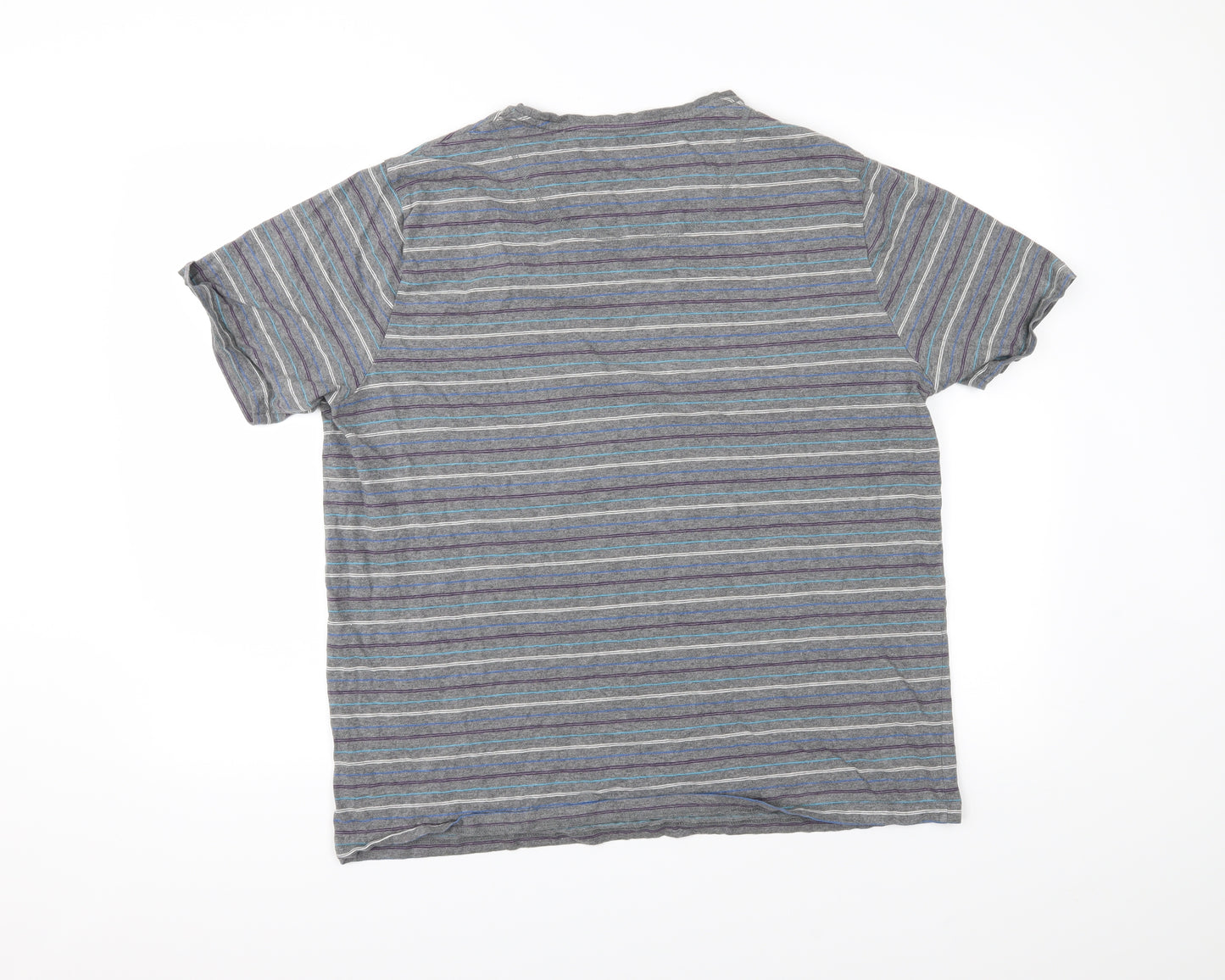 M&S Mens Grey Striped   T-Shirt Size XL