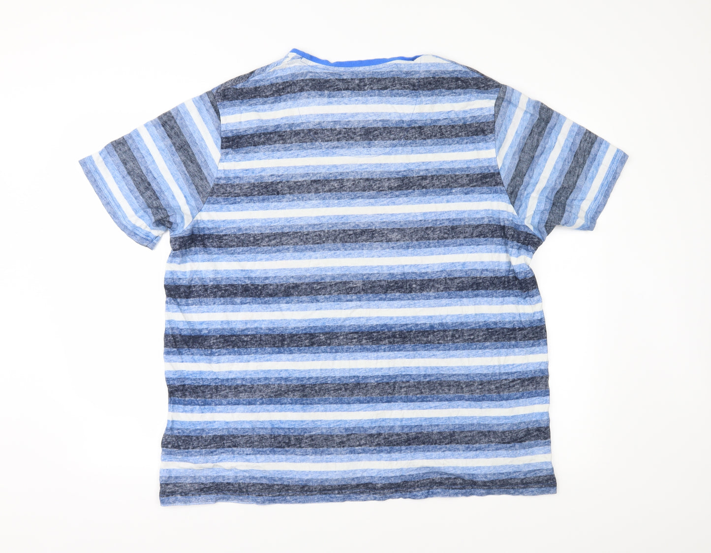 M&S Mens Blue Striped   T-Shirt Size 2XL