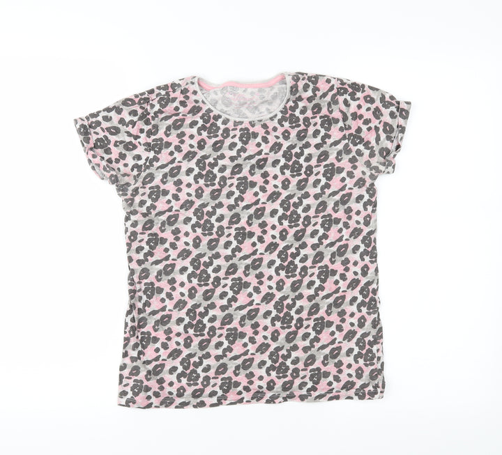 Young Dimension Girls Pink Animal Print Basic T-Shirt Size 12-13 Years