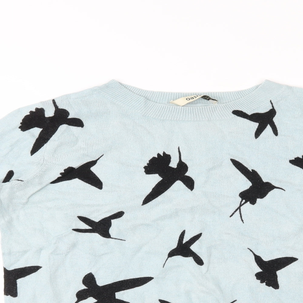 Oasis Womens Blue Animal Print  Pullover Jumper Size XS