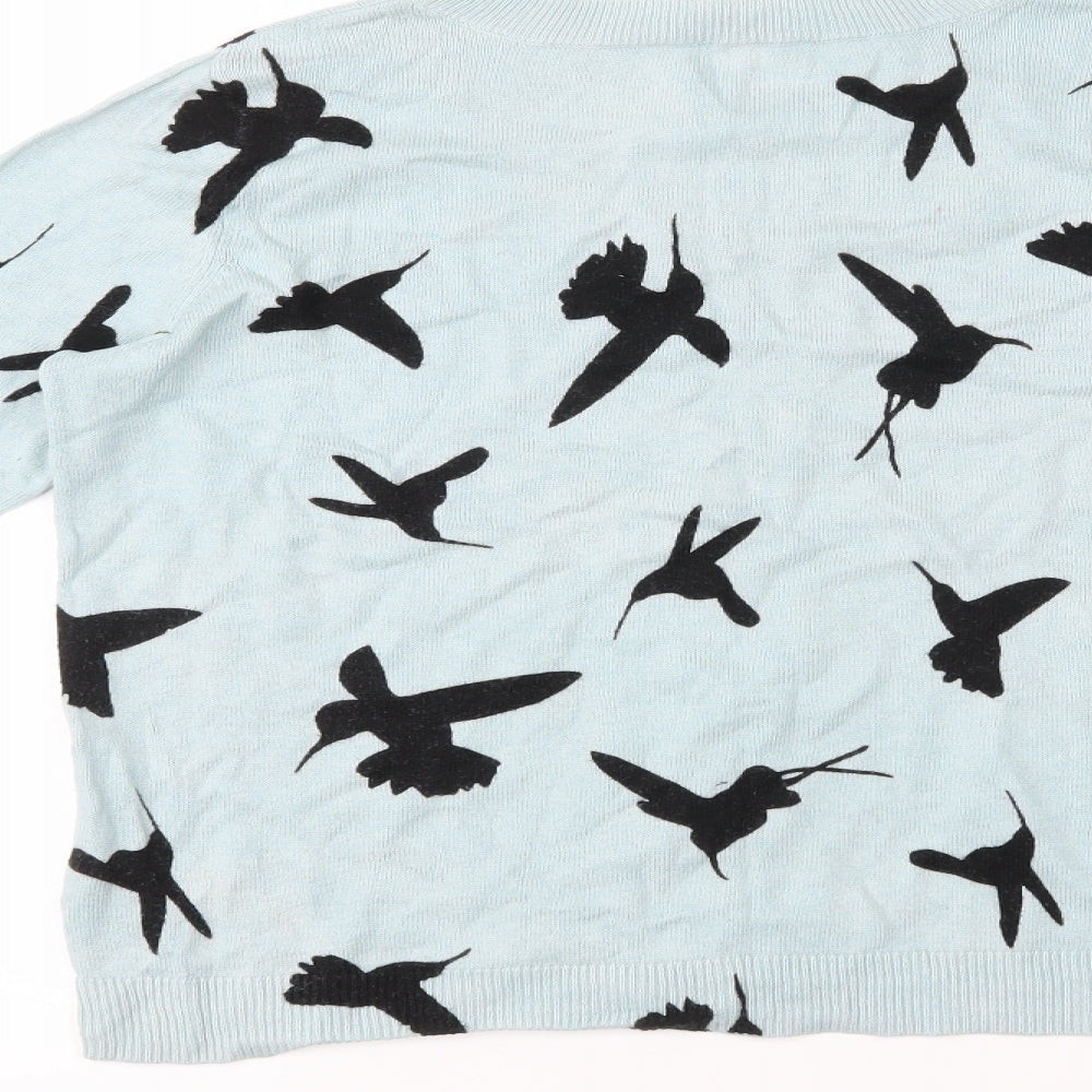 Oasis Womens Blue Animal Print  Pullover Jumper Size XS