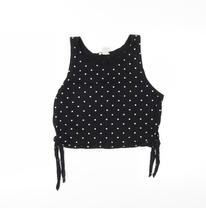 FOREVER 21 Womens Black Polka Dot Cropped Tank Size S