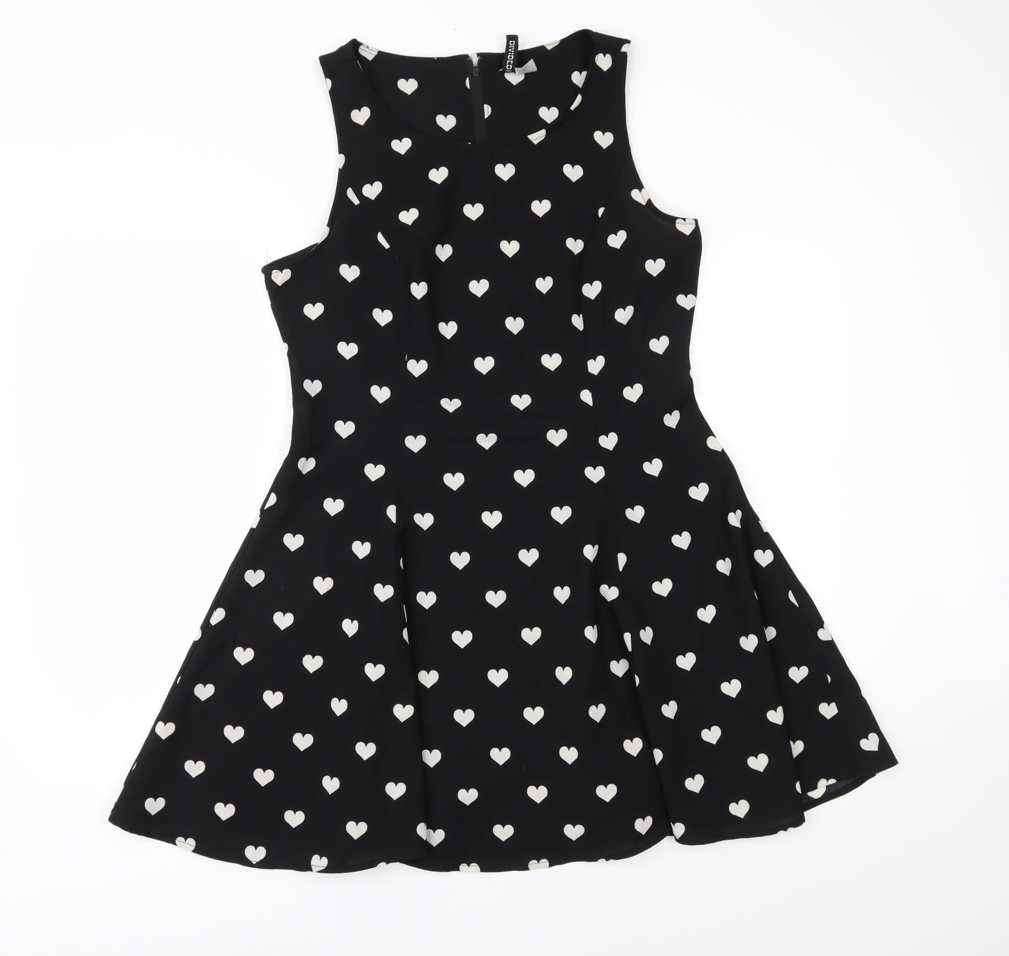 H&M Womens Black   Skater Dress  Size 14