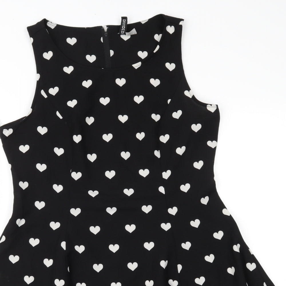 H&M Womens Black   Skater Dress  Size 14