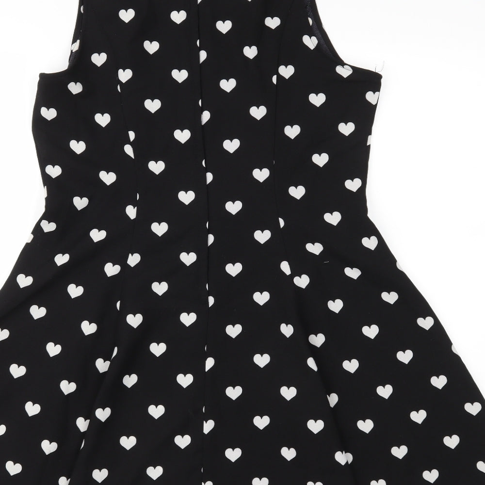 H&M Womens Black   Skater Dress  Size 14