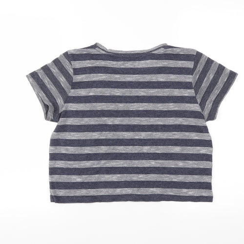 FOREVER 21 Womens Blue Striped  Cropped T-Shirt Size M