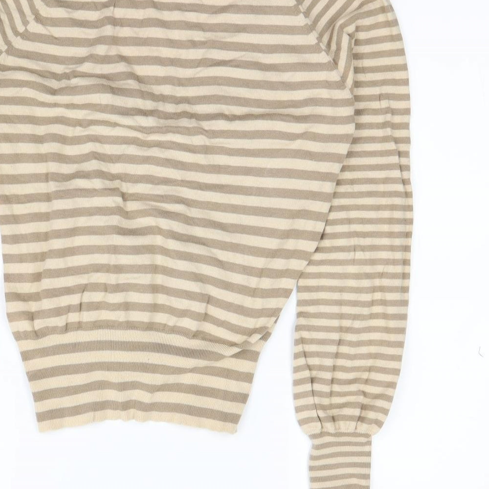 French Connection Womens Beige Striped  Cardigan Jumper Size L