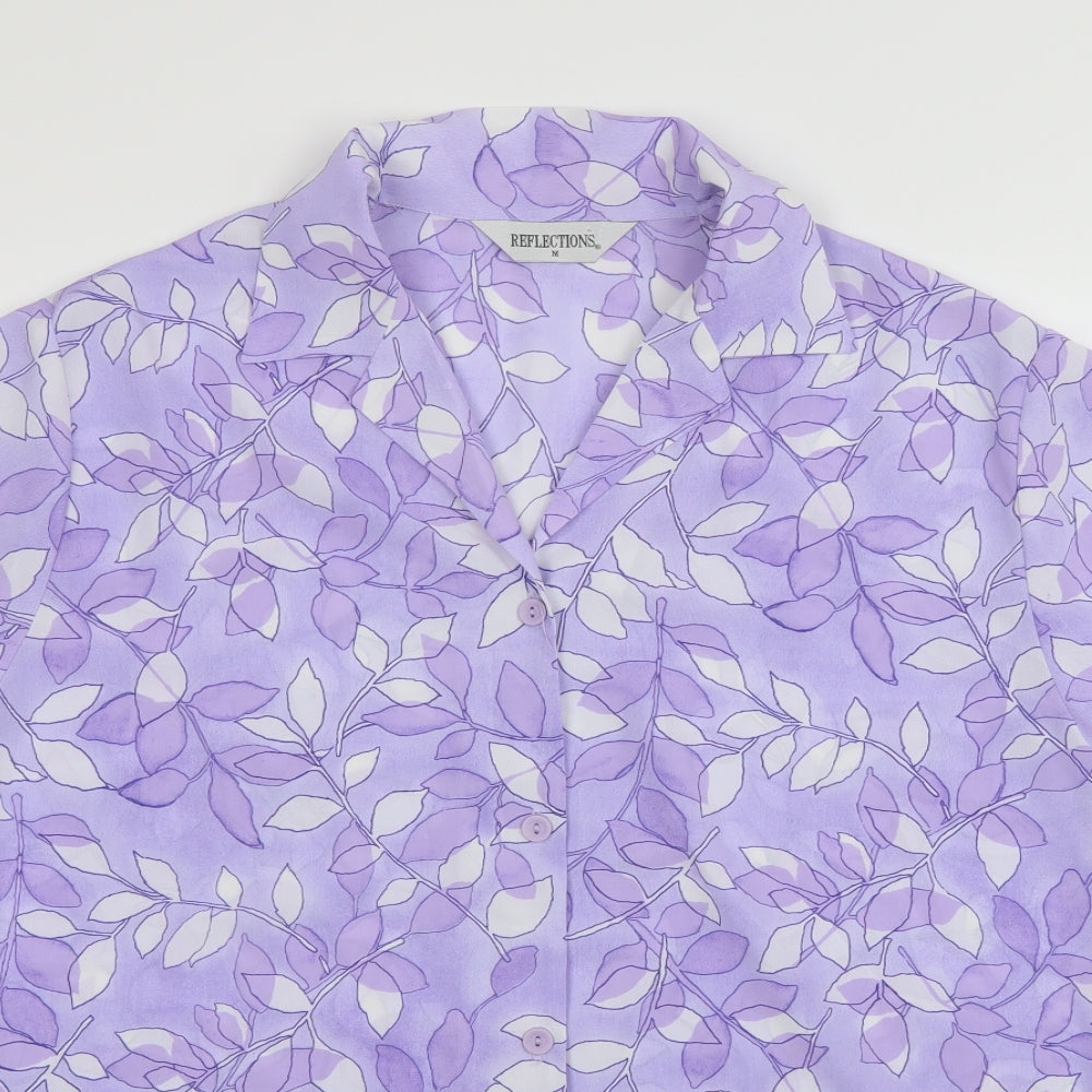 Reflections Mens Purple Floral   Button-Up Size M