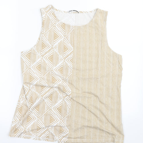 TU Womens Beige Geometric  Basic Tank Size 12